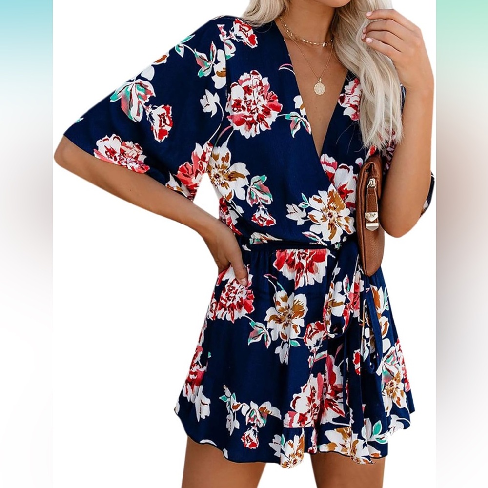 Bonkwa Women's Summer Rompers Floral Print